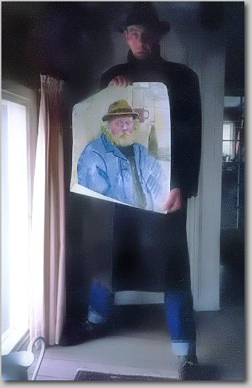 Ole Otto Ernst med maleri af Axel Julemand